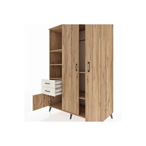 Kronos Dolap 5 Raflı 2 Çekmeceli Tek Askılı 132x59x195 Çam-çam/aytaşı