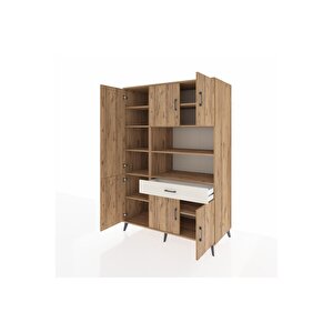 Kronos Dolap 10 Raflı Tek Çekmeceli 6 Kapaklı 132x59x195 Çam-çam/aytaşı