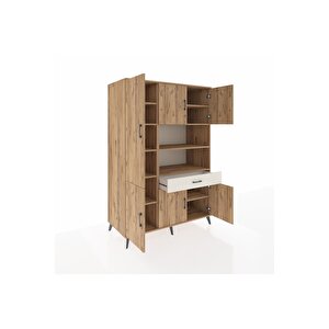 Kronos Dolap 10 Raflı Tek Çekmeceli 6 Kapaklı 132x59x195 Çam-çam/aytaşı