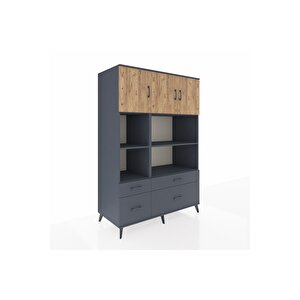 Kronos Dolap 8 Raflı 4 Çekmeceli 3 Kapaklı 132x59x195 Antrasit-çam/antrasit