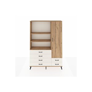 Arges Dolap 7 Raflı 6 Çekmeceli Tek Kapaklı  132x30x195 Çam-çam/aytaşı