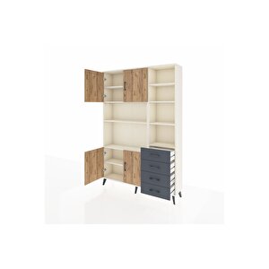 Arges Dolap 9 Raflı 4 Çekmeceli 4 Kapaklı 132x30x195 Aytaşı-çam/antrasit