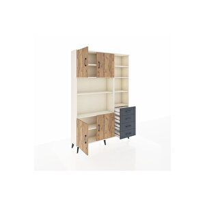 Arges Dolap 9 Raflı 4 Çekmeceli 4 Kapaklı 132x30x195 Aytaşı-çam/antrasit