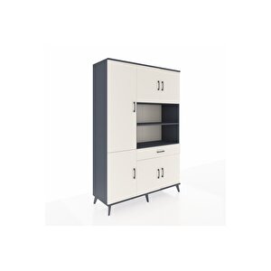 Hyperion Gardrop 10 Raflı Tek Çekmeceli 6 Kapaklı 132x44x195 Antrasit-aytaşı