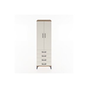 Hyperion Dolap 4 Raflı 4 Çekmeceli 2 Kapaklı 60x44x195 Çam-aytaşı