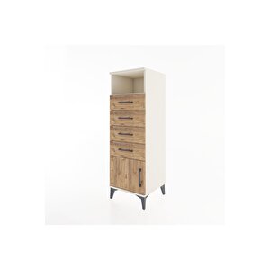 Hyperion Dolap Tek Raflı 4 Çekmeceli Tek Kapaklı 44x44x134 Aytaşı-çam