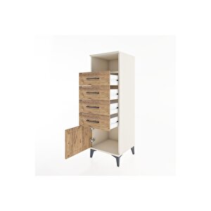 Hyperion Dolap Tek Raflı 4 Çekmeceli Tek Kapaklı 44x44x134 Aytaşı-çam