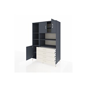 Kronos Dolap 8 Raflı 4 Çekmeceli 3 Kapaklı 132x59x195 Antrasit-antrasit/aytaşı