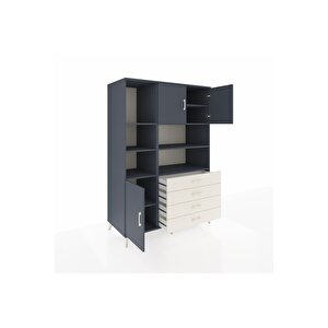 Kronos Dolap 8 Raflı 4 Çekmeceli 3 Kapaklı 132x59x195 Antrasit-antrasit/aytaşı