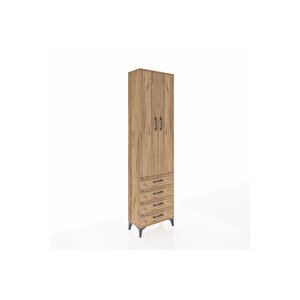 Arges Dolap 2 Raflı 4 Çekmeceli Tek Askılı 60x30x221 Çam-çam