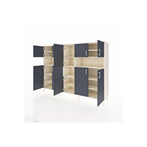 Hyperion Dolap 14 Raflı 10 Kapaklı 220x44x163 Aytaşı-antrasit/aytaşı