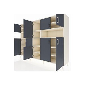 Hyperion Dolap 14 Raflı 10 Kapaklı 220x44x163 Aytaşı-antrasit/aytaşı