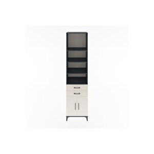 Hyperion Dolap 5 Raflı 2 Çekmeceli 2 Kapaklı 60x44x243 Antrasit-aytaşı