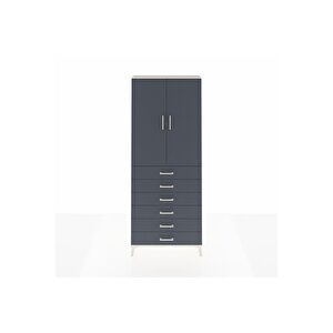 Arges Dolap 2 Raflı 6 Çekmeceli 2 Kapaklı 88x30x221 Aytaşı-antrasit