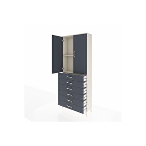 Arges Dolap 2 Raflı 6 Çekmeceli 2 Kapaklı 88x30x221 Aytaşı-antrasit