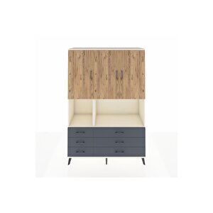 Hyperion Dolap 6 Raflı 6 Çekmeceli 3 Kapaklı 132x44x195 Aytaşı-çam/antrasit