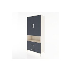 Hyperion Dolap 2 Raflı 2 Çekmeceli Tek Askılı 88x44x195 Aytaşı-antrasit