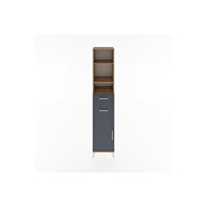 Hyperion Dolap 4 Raflı 2 Çekmeceli Tek Kapaklı 44x44x221 Çam-antrasit