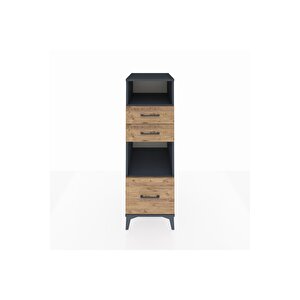 Kronos Dolap 2 Raflı 3 Çekmeceli 44x59x134 Antrasit-çam