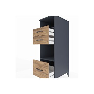 Kronos Dolap 2 Raflı 3 Çekmeceli 44x59x134 Antrasit-çam