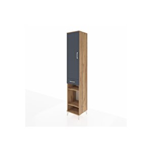 Hyperion Dolap 4 Raflı Tek Çekmeceli Tek Askılı 44x44x243 Çam-antrasit