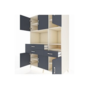 Kronos Dolap 9 Raflı 3 Çekmeceli 6 Kapaklı 132x59x195 Aytaşı-antrasit/antrasit