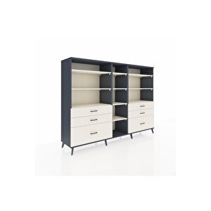 Hyperion Dolap 10 Raflı 6 Çekmeceli  220x44x163 Antrasit-aytaşı