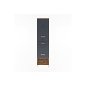 Hyperion Dolap 2 Raflı 5 Çekmeceli 2 Kapaklı 60x44x243 Çam-antrasit
