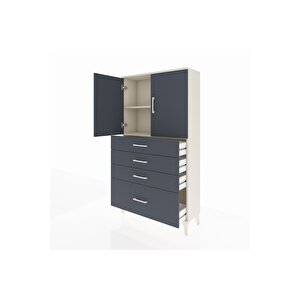 Arges Dolap 2 Raflı 4 Çekmeceli 2 Kapaklı 88x30x163 Aytaşı-antrasit