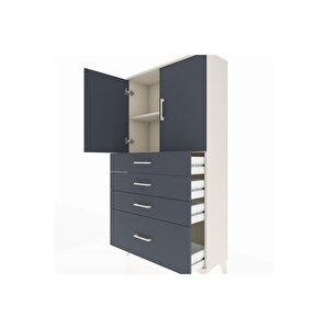 Arges Dolap 2 Raflı 4 Çekmeceli 2 Kapaklı 88x30x163 Aytaşı-antrasit