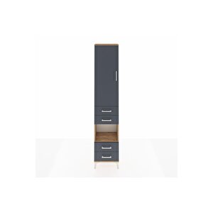 Arges Dolap 3 Raflı 4 Çekmeceli Tek Askılı 44x30x221 Çam-antrasit