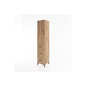 Hyperion Dolap 3 Raflı 3 Çekmeceli Tek Kapaklı 44x44x221 Çam-çam