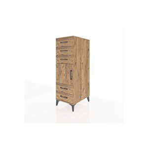 Kronos Dolap Tek Raflı 5 Çekmeceli Tek Kapaklı 44x59x134 Çam-çam