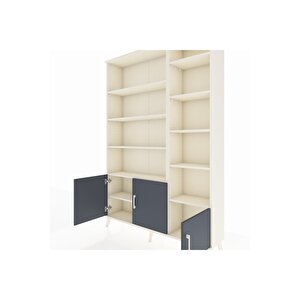 Arges Dolap 10 Raflı 3 Kapaklı 132x30x195 Aytaşı-antrasit/aytaşı