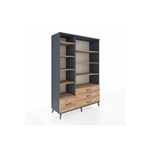 Hyperion Gardrop 9 Raflı 4 Çekmeceli  132x44x195 Antrasit-çam