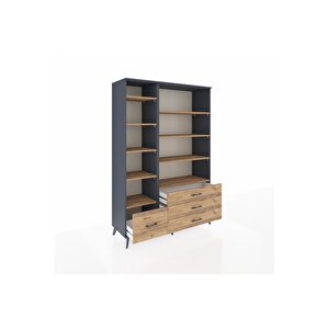 Hyperion Gardrop 9 Raflı 4 Çekmeceli  132x44x195 Antrasit-çam