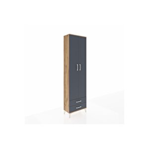 Arges Dolap 3 Raflı 2 Çekmeceli Tek Askılı 60x30x221 Çam-antrasit