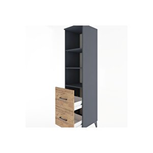 Hyperion Dolap 3 Raflı 2 Çekmeceli 44x44x182 Antrasit-çam