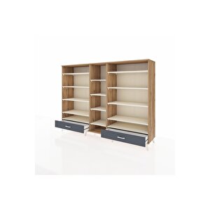Hyperion Dolap 14 Raflı 2 Çekmeceli  220x44x163 Çam-aytaşı/antrasit