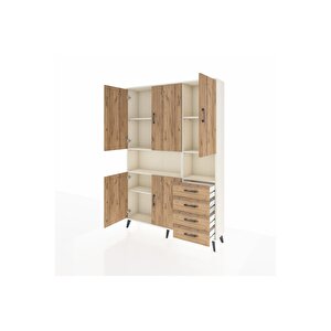 Arges Gardrop 7 Raflı 4 Çekmeceli 5 Kapaklı 132x30x195 Aytaşı-çam