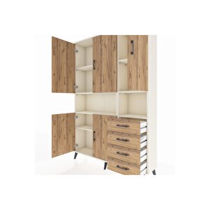 Arges Gardrop 7 Raflı 4 Çekmeceli 5 Kapaklı 132x30x195 Aytaşı-çam