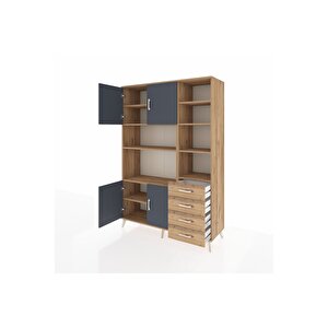 Hyperion Dolap 9 Raflı 4 Çekmeceli 4 Kapaklı 132x44x195 Çam-antrasit/çam