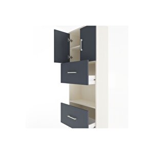 Arges Dolap 3 Raflı 2 Çekmeceli 2 Kapaklı 60x30x163 Aytaşı-antrasit