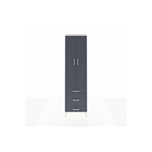 Arges Dolap 2 Raflı 3 Çekmeceli Tek Askılı 60x30x221 Aytaşı-antrasit