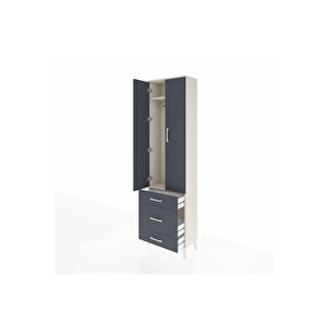 Arges Dolap 2 Raflı 3 Çekmeceli Tek Askılı 60x30x221 Aytaşı-antrasit