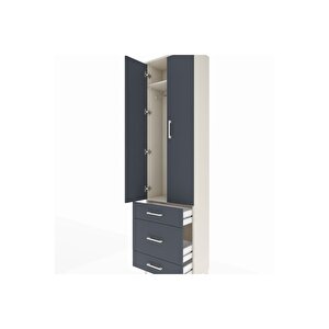 Arges Dolap 2 Raflı 3 Çekmeceli Tek Askılı 60x30x221 Aytaşı-antrasit
