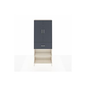 Arges Dolap 4 Raflı Tek Çekmeceli 2 Kapaklı 88x30x221 Aytaşı-antrasit