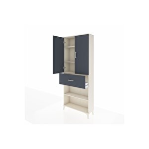 Arges Dolap 4 Raflı Tek Çekmeceli 2 Kapaklı 88x30x221 Aytaşı-antrasit