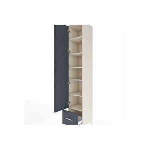 Hyperion Dolap 6 Raflı Tek Çekmeceli Tek Kapaklı 44x44x243 Aytaşı-antrasit