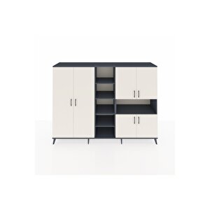 Hyperion Dolap 13 Raflı 6 Kapaklı 220x44x163 Antrasit-aytaşı/antrasit